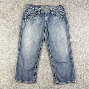 Vintage Big Star Maddie Jeans Womens 27 Blue Medium Wash Back Button Flap Capri